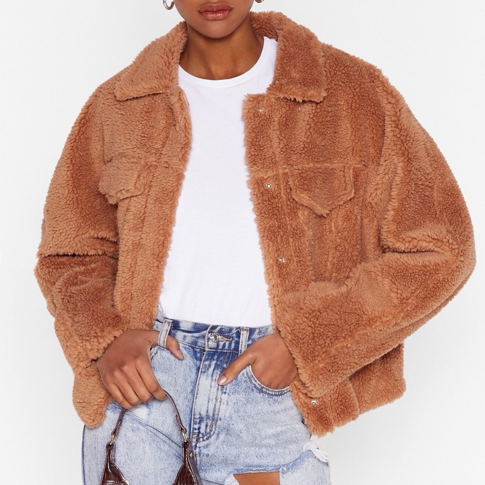 Nasty Gal Faux Fur Shirt Jacket Size S